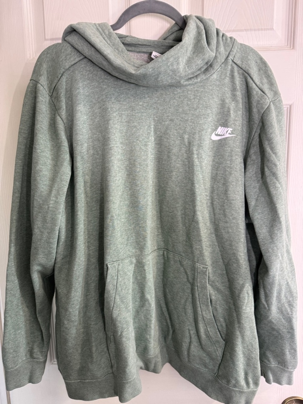 Nike Women’s Heather Sage Crewneck Pullover with White Logo